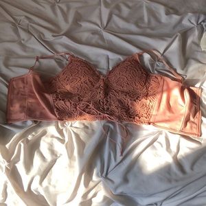 zippered back pink lace top